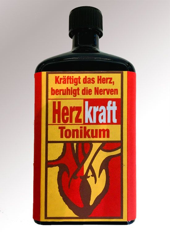 Herzkraft Tonikum - Herzkraft Tonikum in einer Flasche, präsentiert auf einem weißen Hintergrund zur Beruhigung von Herz und Nerven